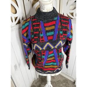 Vintage Croquet Club Sweater Womens Medium Geometric Colorful Coogi Vibe